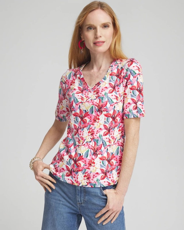 Floral Everyday V-neck Tee - image 1
